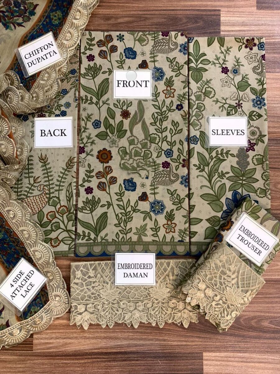 Printed lawn with heavy embroidery  dc