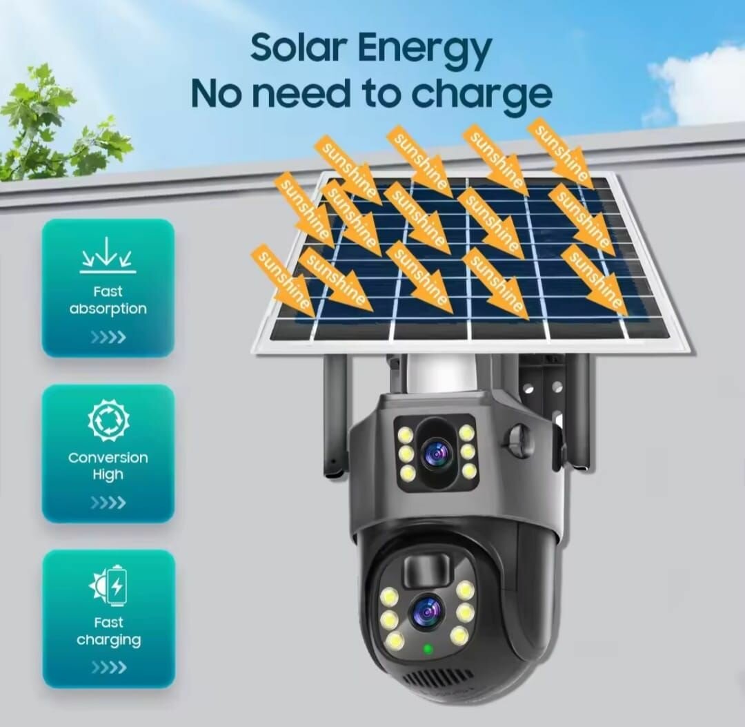Caméra de surveillance solaire wifi double objectif