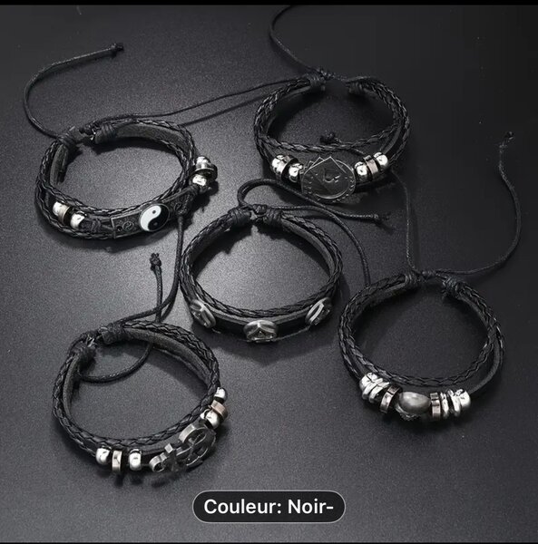 Bracelet noir ajustabl 1 à 800