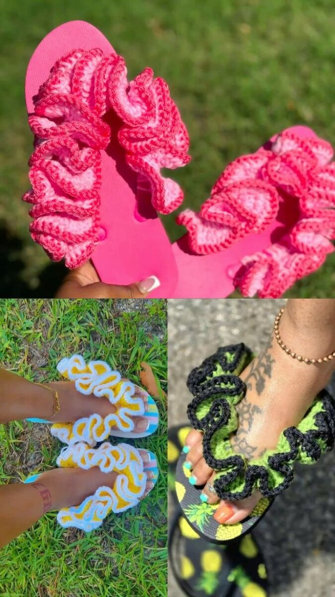 Sandales colorées crochetées