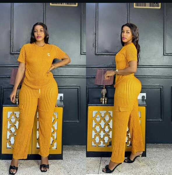 Ensemble pantalon rayé femme