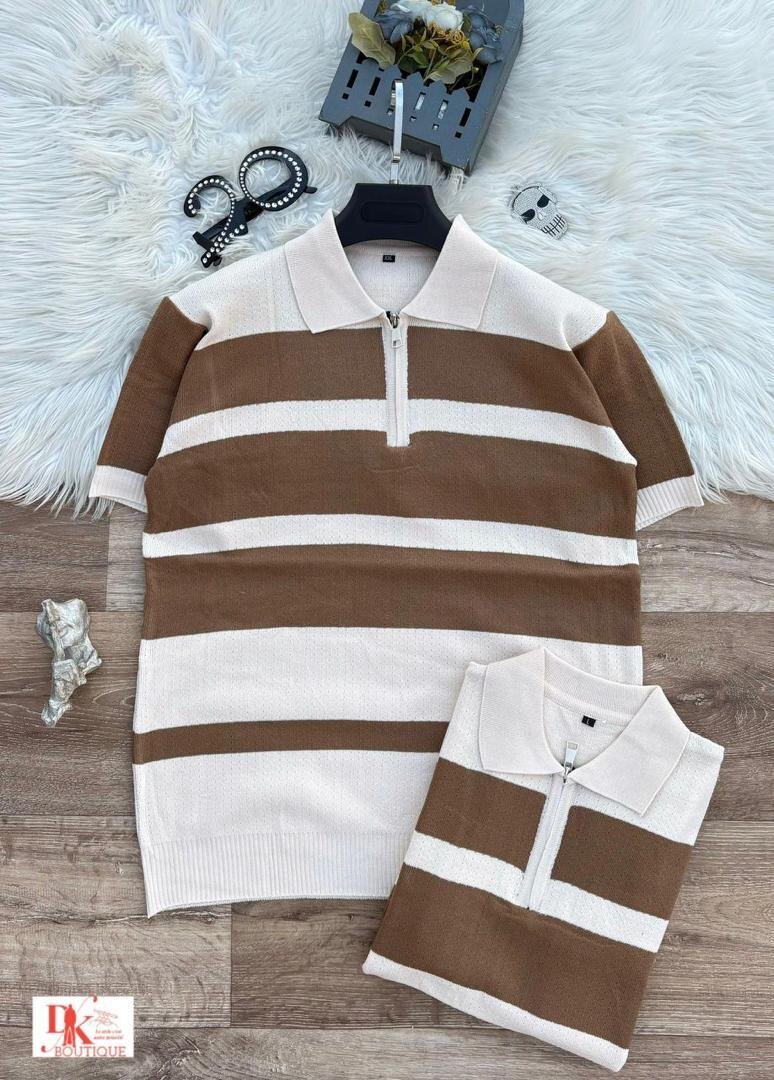 Polo en Tricot Rayé Élégant