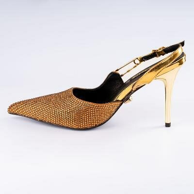 Sling-Back Gold Crystal Shoes