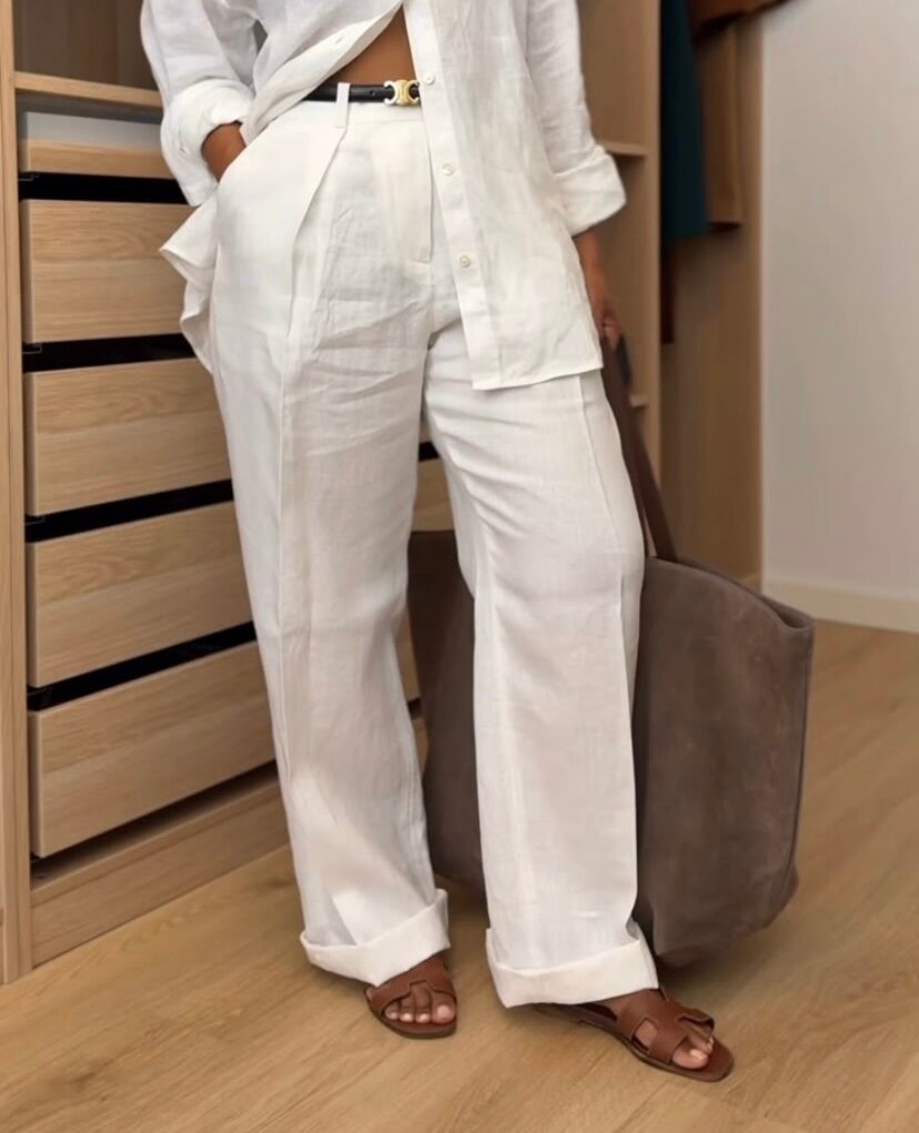 Pantalon en lain cassé