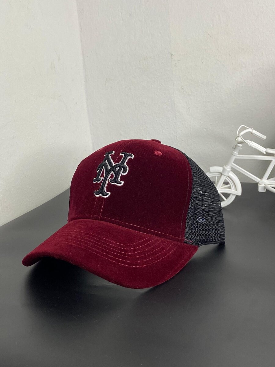 Suede Maroon and Black New York Met Headwear