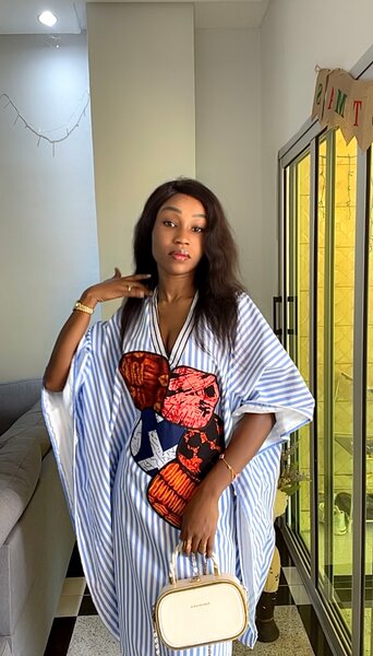 Robe caftan rayée bohème