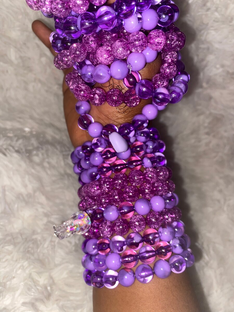 3 Bracelets en perle violette
