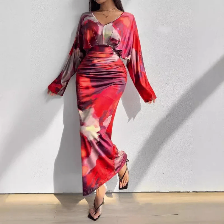 Robe longue moulante colorée
