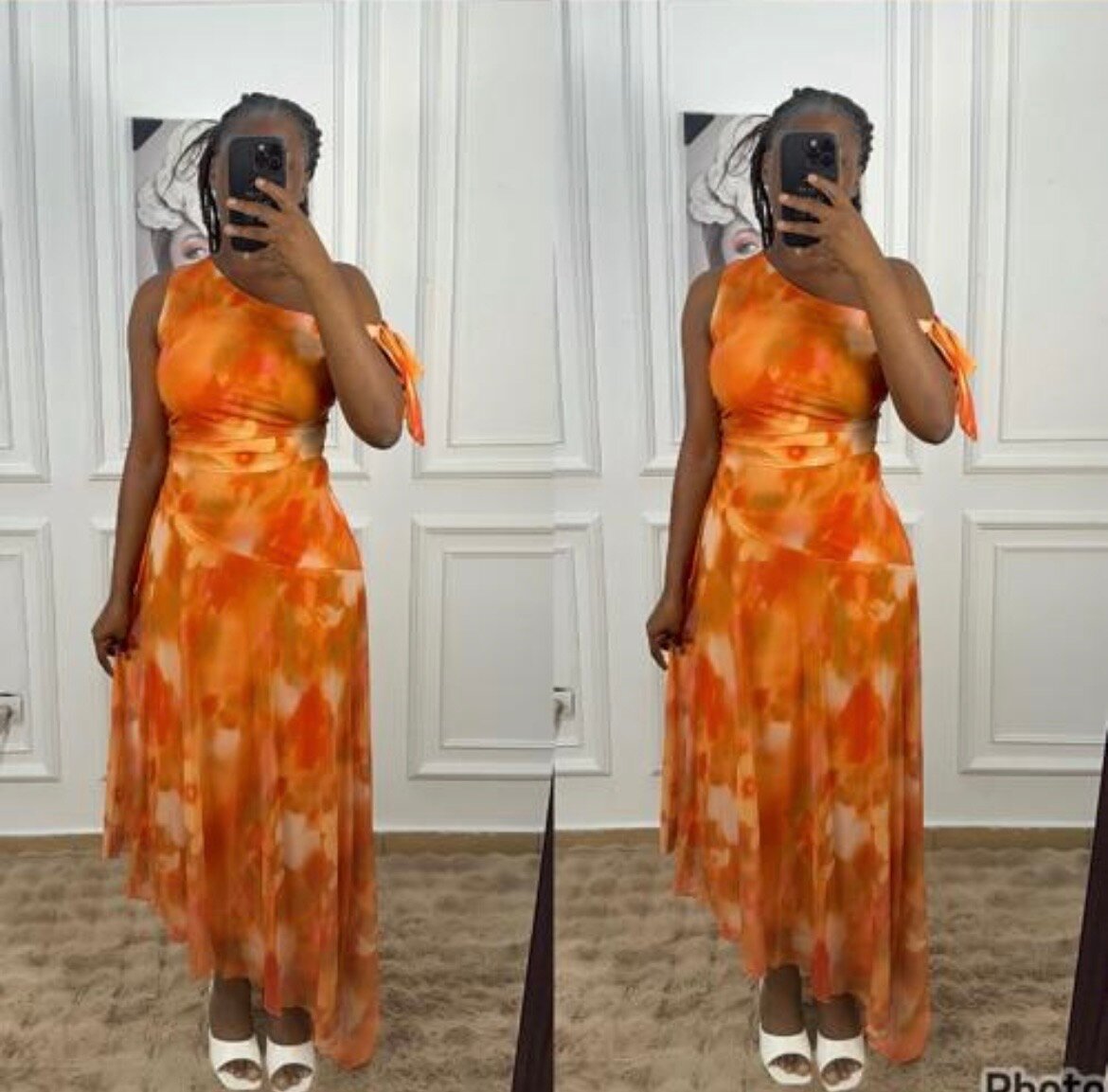 Robe asymétrique orange vif