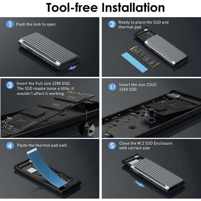 Boîtier SSD Externe RGB M.2 NVME/SATA  Gigabit