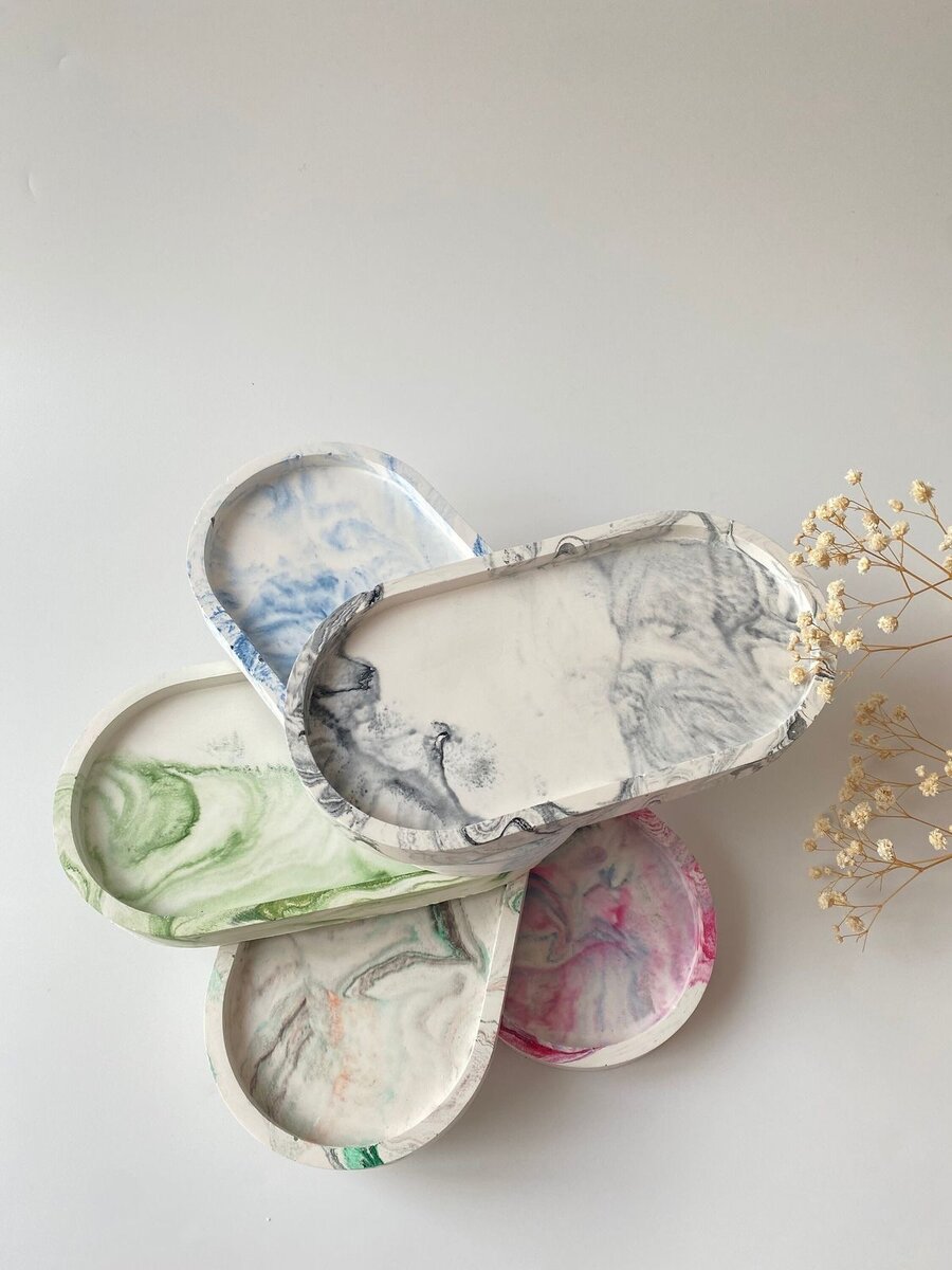 Concrete Oval Trays