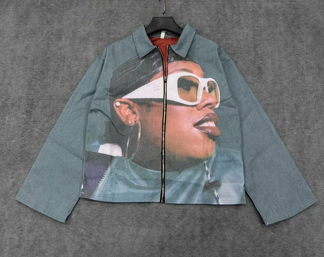 Veste en jean imprimée