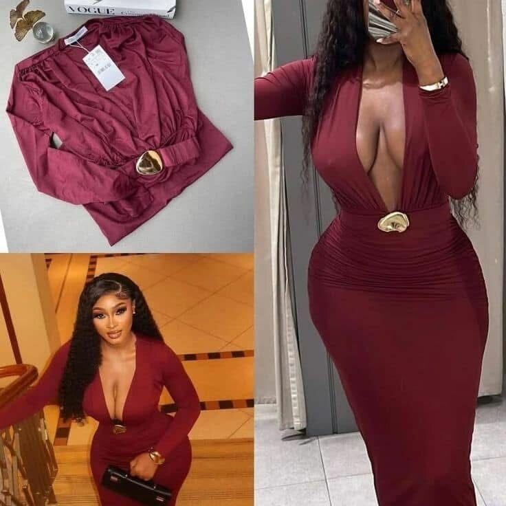 Robe moulante bordeaux chic