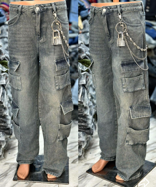 Jean cargo unisexe tendance