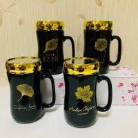 Ceramic Travel Mug with Floral Print (450ml): Coffee & Tea Cup with Mirror Lid - Perfect for Boys & Girls