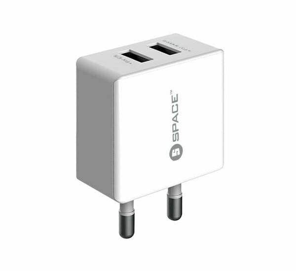 Space Dual Port USB 2.4A Wall Charger (w Lightning Cable)