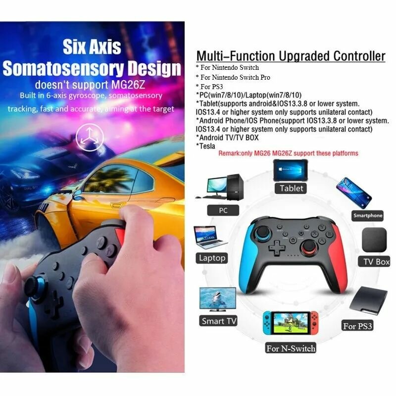 Wireless Controller Bluetooth Gamepad Nintendo, PS3, PC Etc
