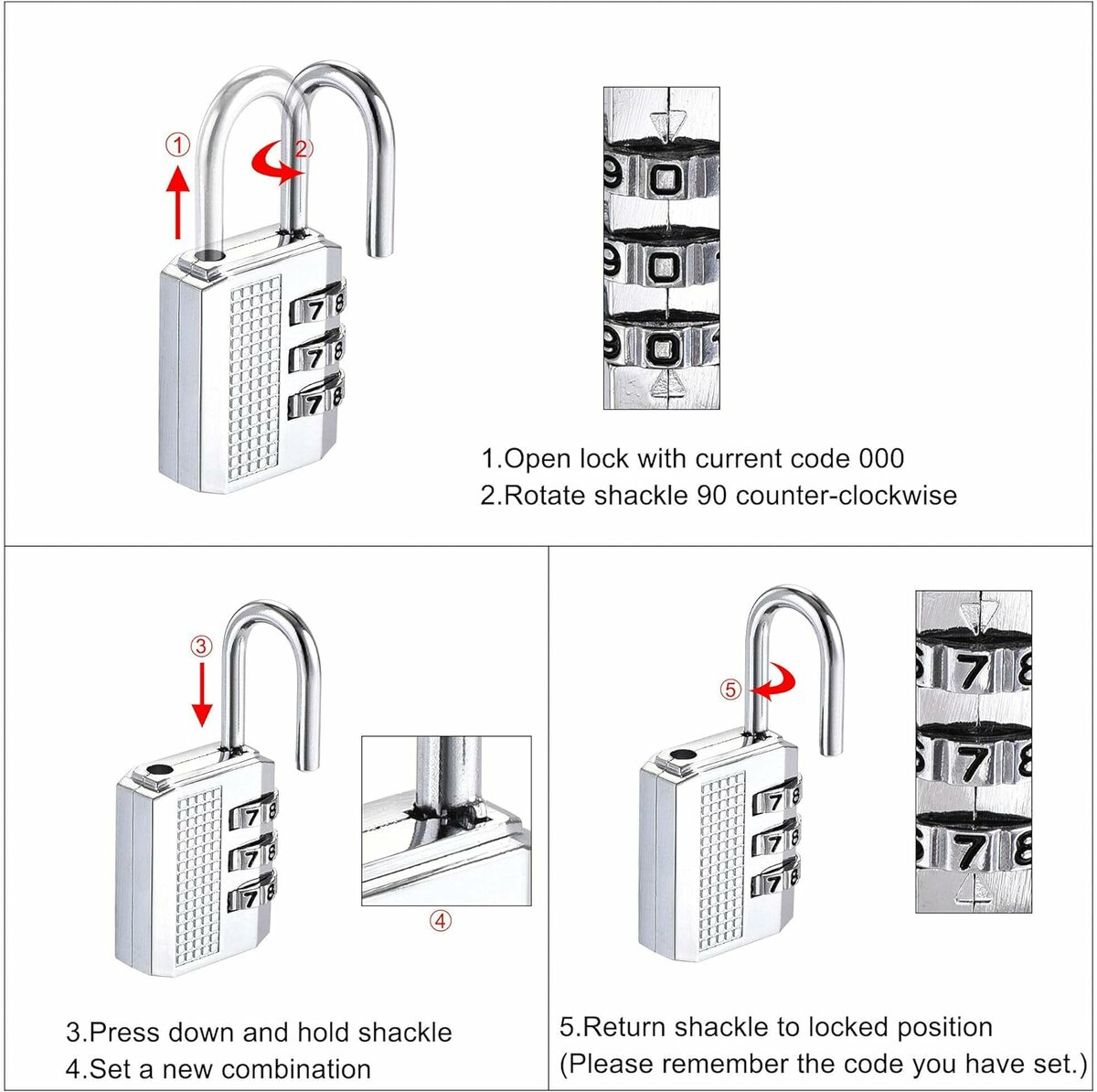 Cadenas à combinaison 3 chiffres