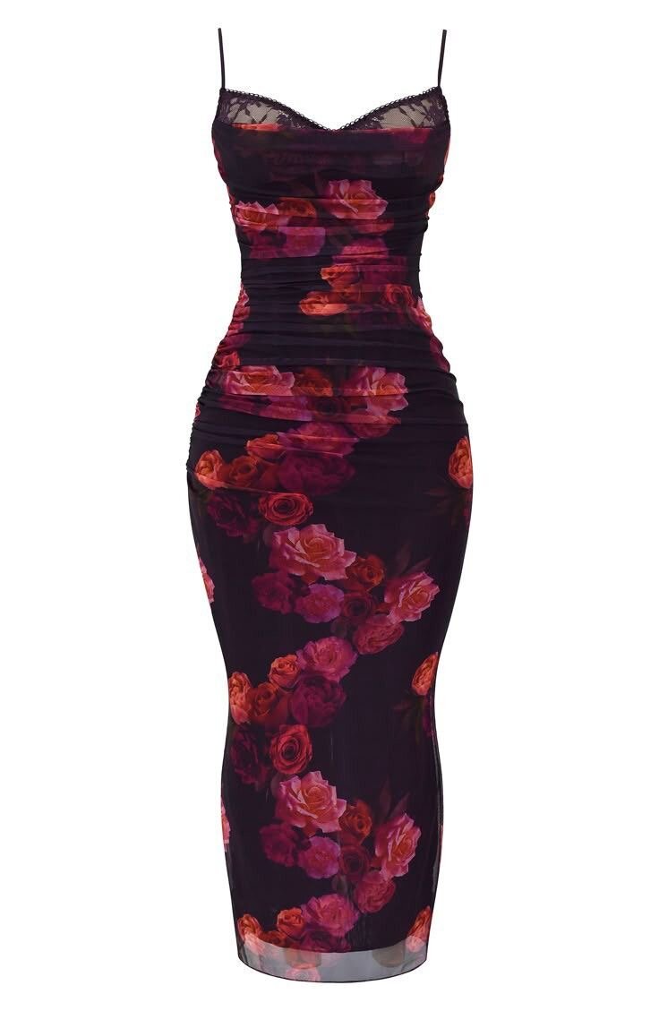 Robe Midi à Motifs Floraux