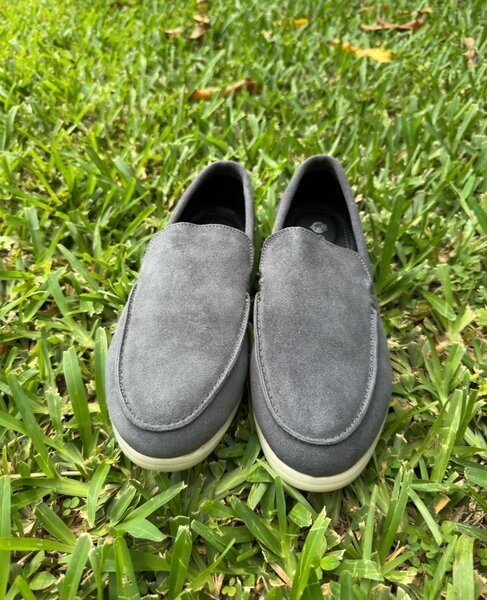 Loafers en daim gris pierre