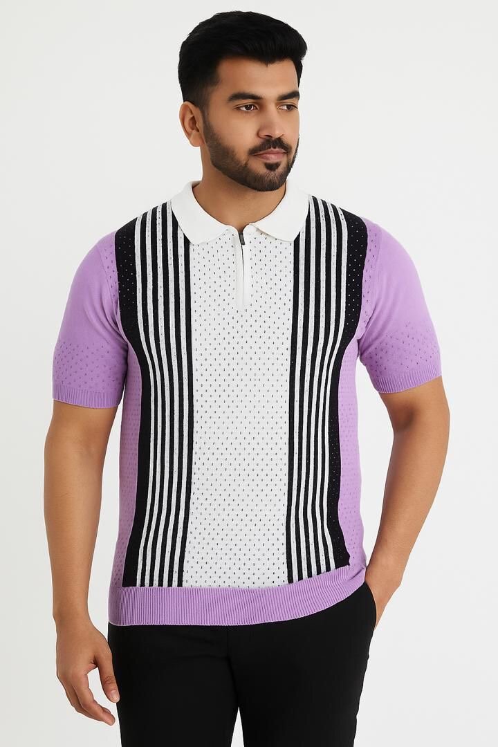 Polo en maille rayé élégant