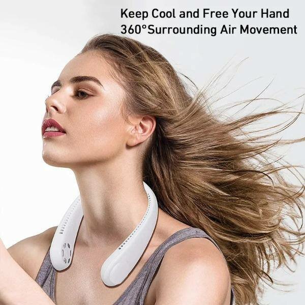 Mini portable neck fan.