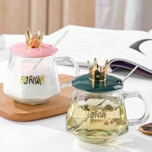 2 Tasses en verre + couvercles