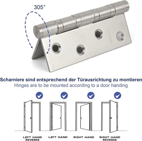 Charnières en acier inox