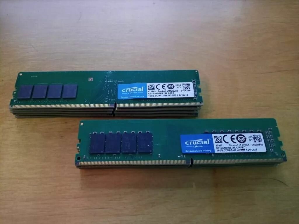Оперативная память CRUCIAL DDR4 (16GB) (Б/У) 9шт
