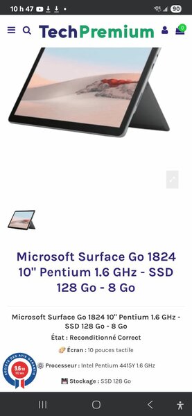 Microsoft surface go 8giga ram