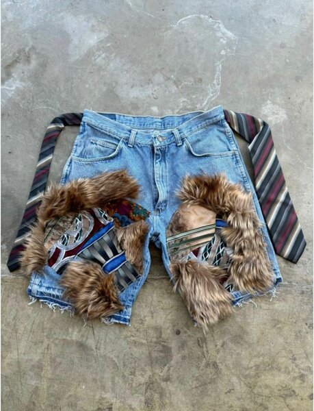 Shorts en denim patchwork