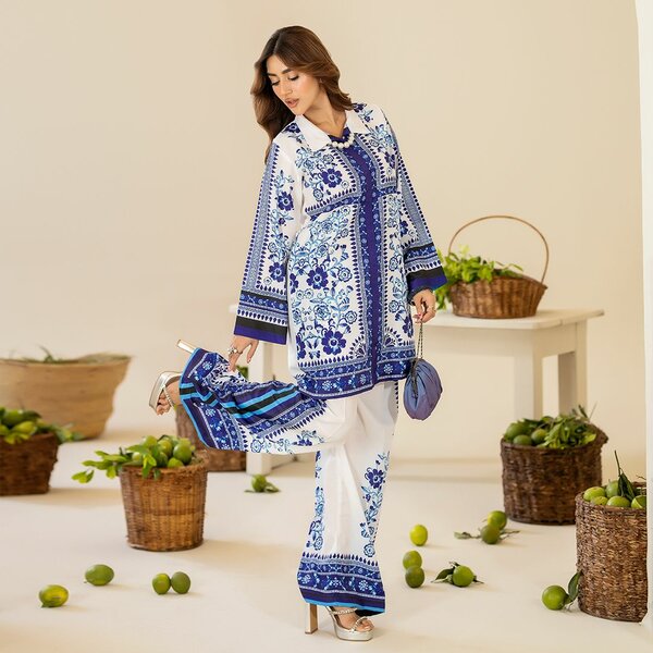 Woman's Stylish 2 Pcs Printed Shirt and Trouser