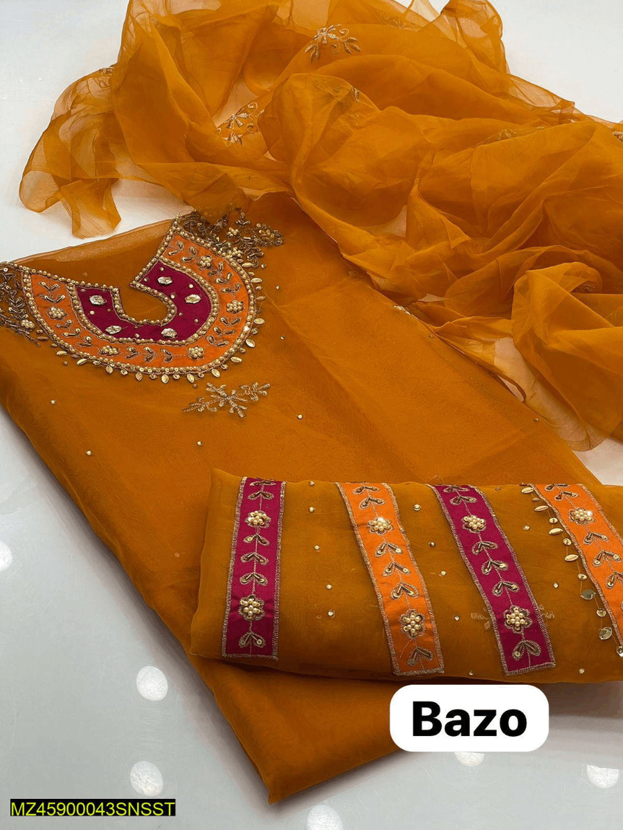 *Product Name*: 2 Pcs Women's Unstitched Organza Embroidered