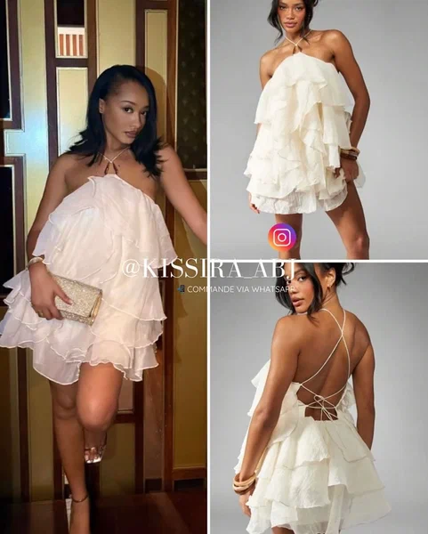 Robe Blanche Volantée Élégante