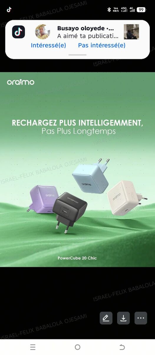 Oraimo Chargeur 20W GaN