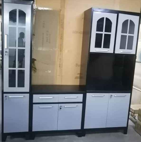 white kitchen with black countertop