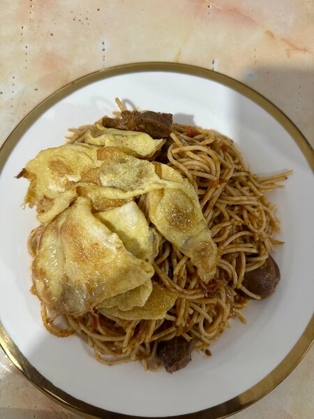 Spaghetti rognons oeufs