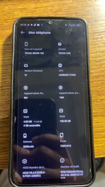 Tecno Spark 10C 4GB/128GB Noir