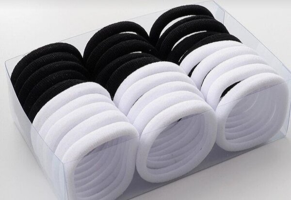 Élastiques à cheveux noirs et blancs