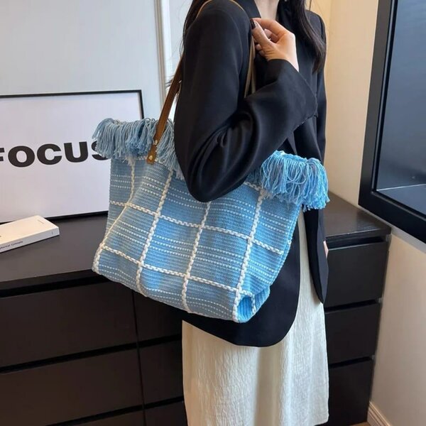 Sac cabas en toile à franges