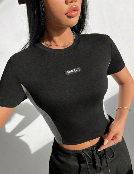 T-shirt tendance noire femme