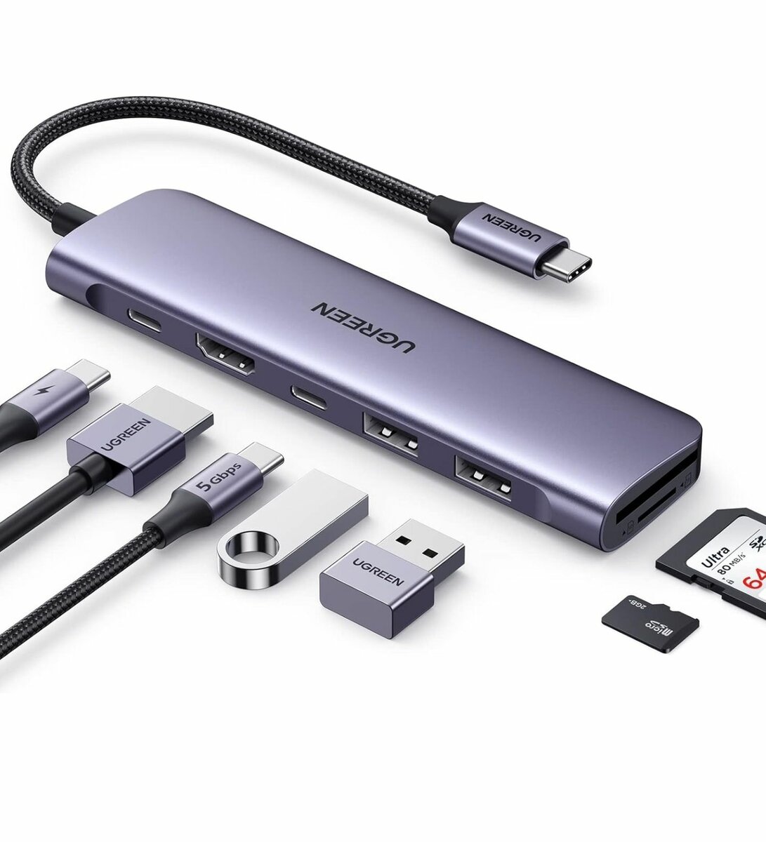 UGREEN Revodok 1071 USB C Hub for Laptop 7 in 1 USB C Dongle