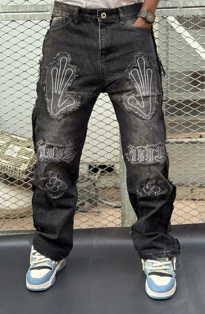 Jeans en denim avec motifs artistiques