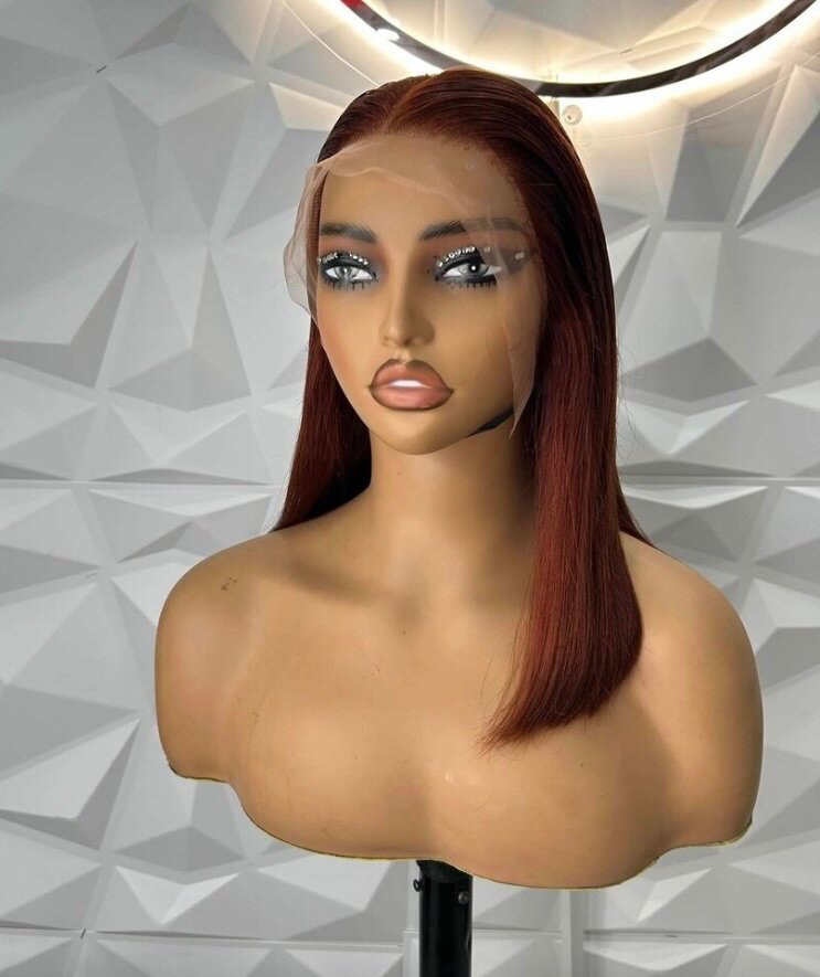 Perruque en dentelle frontale auburn