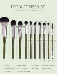 MAANGE Pro 10 Pcs Makeup Brush Set With Bag Powder Foundation Eyeshadow Lip Eyeliner Blush Blending Face Makeup Brushes tools
