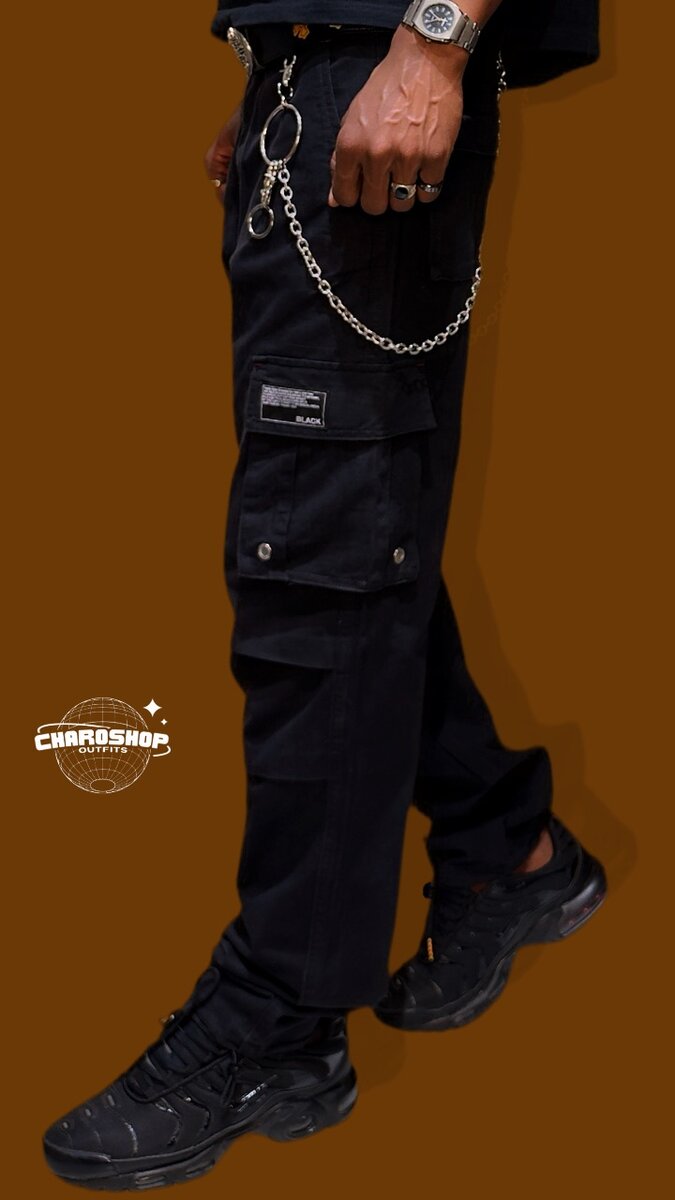 Pantalon cargo homme noir élégant