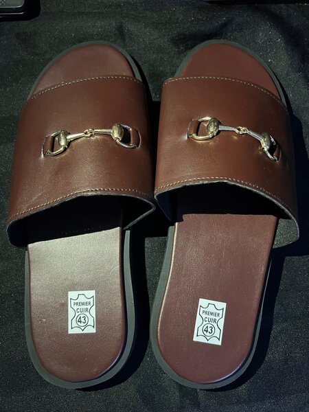 Men's Leather Slide Sandals