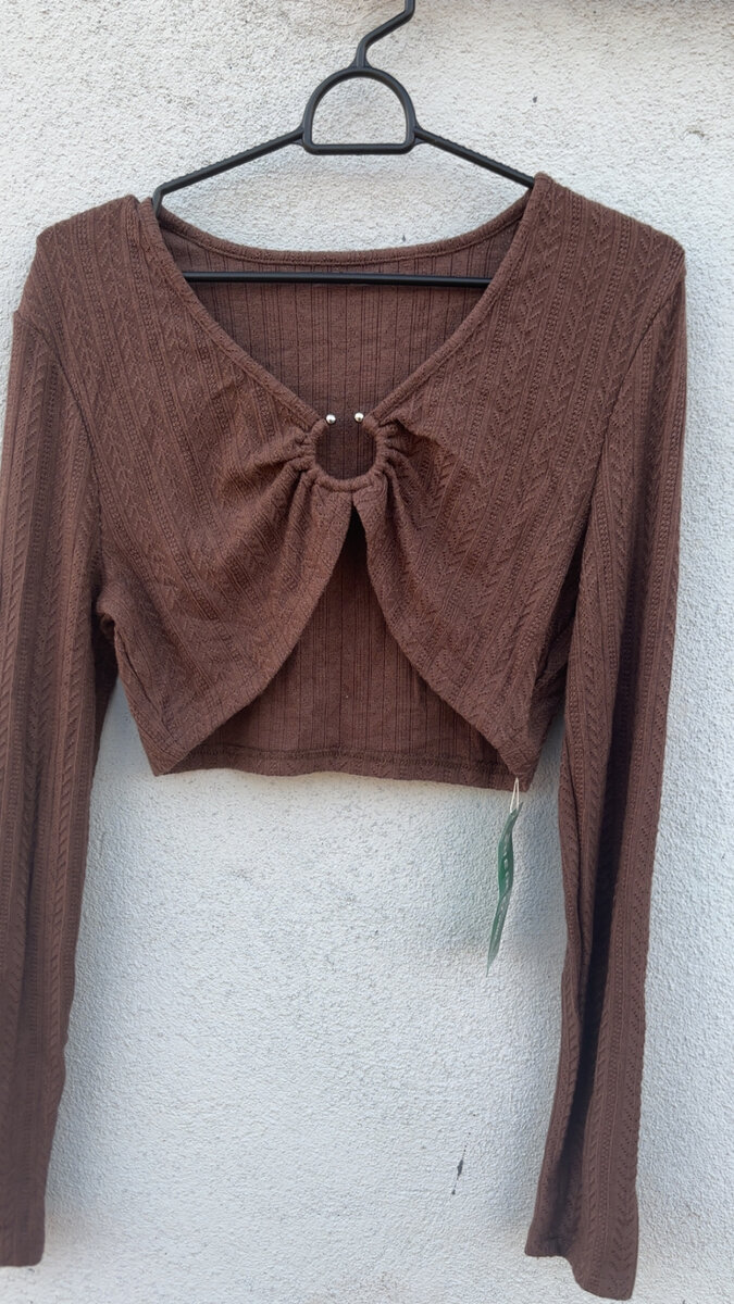 Top cropped en maille marron