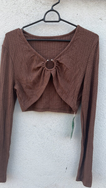 Top cropped en maille marron