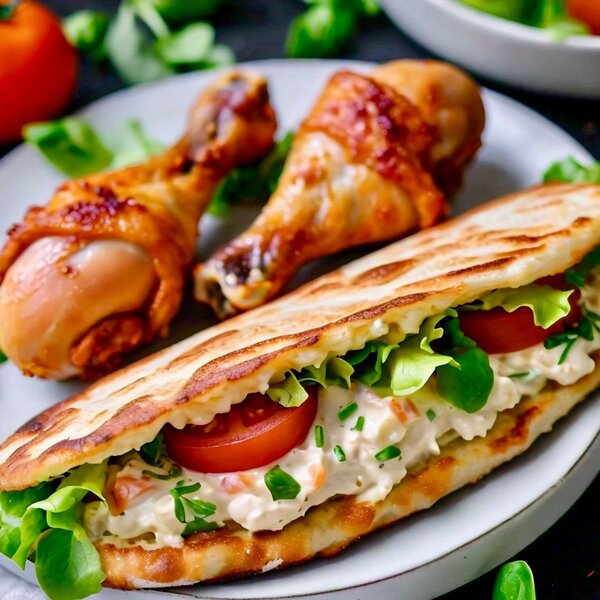 Sandwich, noddles ,fried yam and more